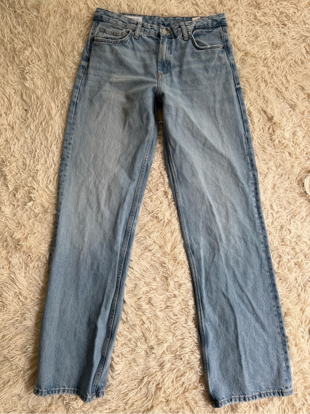 Zara Wide Leg Jeans Light Wash High Rise 100% Cotton Women’s US 8 EU 40